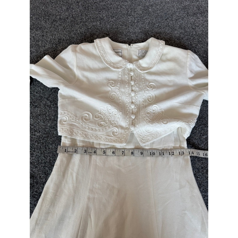 karin stevens White Long Sleeve Midi Dress Soutache Embroidery Collar Bolero 6P - Picture 11 of 16